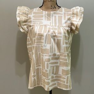 Michelle McDowell Brand. Size Medium. Tan and White Top.